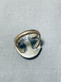 Outstanding Vintage Native American Navajo Green Turquoise Sterling Silver Ring-Nativo Arts