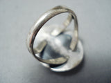 Stunning Vintage Navajo Native American Turquoise Sterling Silver Ring Old-Nativo Arts