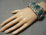 Museum Vintage Native American Navajo Domed Green Turquoise Sterling Silver Bracelet Old-Nativo Arts
