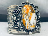 One Of The Most Unique Orange Agate Vintate Native American Navajo Sterling Silver Bracelet-Nativo Arts