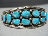 Magnificent Vintage Native American Navajo Turquoise Sterling Silver Bracelet Old-Nativo Arts