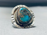 Rare Mine Vintage Native American Navajo Morenci Turquoise Sterling Silver Ring Old-Nativo Arts