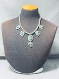 Eye-catching Detail Vintage Native American Navajo Turquoise Sterling Silver Leaf Necklace-Nativo Arts