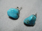 Exquisite Vintage Native American Navajo Turquoise Sterling Silver Earrings-Nativo Arts