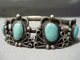 Incredible Vintage Native American Navajo Sleeping Beauty Turquoise Sterling Silver Bracelet Old-Nativo Arts