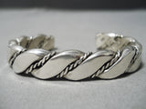 Thick Heavy Sturdy Vintage Native American Navajo Hand Teisted Coiled Sterling Silver Bracelet-Nativo Arts
