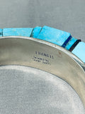 Native American Protruding Inlay Navajo Turquoise Sterling Silver Bracelet Cuff-Nativo Arts