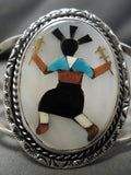 Vintage Native American Navajo Bracelet Sterling Silver Turquoise Coral Dancer Old-Nativo Arts
