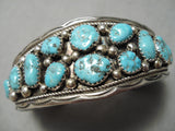 Incredible Vintage Native American Navajo Chunky Turquoise Sterling Silver Bracelet Old-Nativo Arts