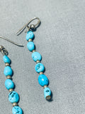 Wonderful Vintage Native American Navajo Kingman Turquoise Sterling Silver Earrings-Nativo Arts