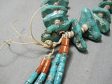 Incredible Vintage Navajo Royston Turquoise Coral Native American Necklace Old-Nativo Arts