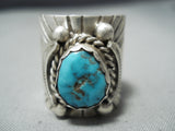 Del John Navajo Old Kingman Turquoise Sterling Silver Ring Native American-Nativo Arts
