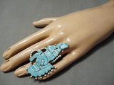 Exquisite Vintage Zuni Native American Turquoise Dancer Sterling Silver Ring-Nativo Arts