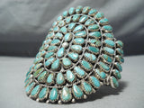 Enormous Native American Navajo Royston Turquoise Cluster Sterling Silver Bracelet-Nativo Arts