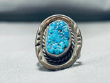 Authentic Vintage Native American Navajo Sleeping Beauty Turquoise Sterling Silver Ring Old-Nativo Arts