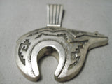 Quality Vintage Navajo Bear Sterling Silver Geo Native American Pendant-Nativo Arts