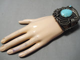 Artistic Bold Vintage Native American Navajo Carico Lake Turquoise Sterling Silver Bracelet Old-Nativo Arts