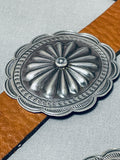 Authentic Signed Vintage Native American Navajo Sterling Silver Hand Tooled Concho Belt Old-Nativo Arts