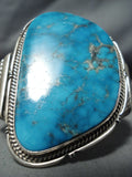 Monumental Native American Navajo Kingman Turquoise Sterling Silver Bracelet-Nativo Arts