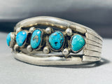 Magnificent Vintage Native American Navajo Kingman Turquoise Sterling Silver Bracelet-Nativo Arts