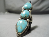 Native American Huge Heavy High Grade #8 Turquoise Sterling Silver Martinez Ring-Nativo Arts