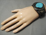 Museum Vintage Native American Navajo Carico Lake Turquoise Sterling Silver Bracelet Old-Nativo Arts