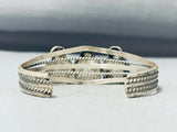 One Of The Most Detailed Vintage Native American Navajo Sterling Silver Bracelet-Nativo Arts