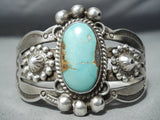 Early Vintage Native American Navajo Blue Gem Turquoise Sterling Silver Bracelet Old-Nativo Arts
