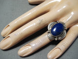 Signed Navajo Native American Lapis Sterling Silver Ring-Nativo Arts
