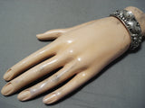Mort Johnson Signed Navajo Native American Sterling Silver Bracelet-Nativo Arts
