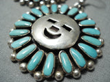Happy Face Vintage Native American Navajo Turquoise Sterling Silver Earrings-Nativo Arts