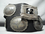 Huge Hand Wrought Vintage Native American Navajo Sterling Silver Concho Belt Old-Nativo Arts