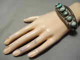 Very Early Vintage Native American Navajo Cerrillos Turquoise Sterling Silver Bracelet Old-Nativo Arts