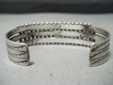 Museum Vintage Native American Zuni Slanted Turquoise Sterling Silver Bracelet Old-Nativo Arts