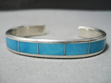 Exquisite Thick Native American Zuni Turquoise Sterling Silver Bracelet Cuff-Nativo Arts