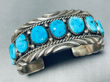 Ben Touchine Rare Vintage Native American Navajo Morenci Turquoise Sterling Silver Bracelet-Nativo Arts