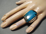 Magnificent Vintage Native American Navajo Old Kingman Turquoise Sterling Silver Ring-Nativo Arts