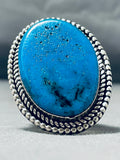 Massive Vintage Native American Navajo Blue Diamond Turquoise Sterling Silver Ring-Nativo Arts
