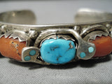 Authentic Vintage Native American Zuni Effie Calavaza Snake Turquoise Sterling Silver Bracelet-Nativo Arts