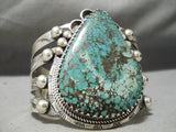 Electrifying Vintage Native American Navajo Green Teardrop Turquoise Sterling Silver Bracelet-Nativo Arts