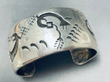 Awesome Vintage Native American Navajo Sterling Silver Kokopelli Overlay Large Bracelet-Nativo Arts