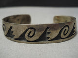 Incredible Vintage Native American Navajo Sterling Silver Water Wave Bracelet Old-Nativo Arts
