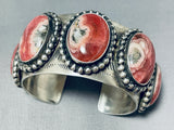Pink Stone Heavy Native American Sterling Silver Bracelet-Nativo Arts