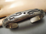 Thick And Heavy!! Vintage Native American Navajo Sterling Silver Bracelet Old-Nativo Arts