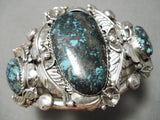 Statement Vintage Native American Navajo Last Chance Turquoise Sterling Silver Bracelet Old-Nativo Arts