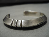 Hand Tooled Thicker Heavy Vintage Native American Navajo Sterling Silver Bracelet-Nativo Arts