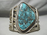 Monstrous Vintage Native American Navajo Blue Spiderweb Turquoise Sterling Silver Bracelet Old-Nativo Arts