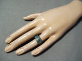 Unforgettable Vintage Native American Navajo Turquoise Sterling Silver Eternity Band Ring Old-Nativo Arts