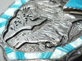 Native American One Of The Most Intricate Ever Southwest Turquoise Sterling Silver Buckle-Nativo Arts