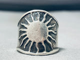 Native American Nel Fred Vintage Navajo Sun Sterling Silver Thick Ring-Nativo Arts